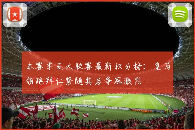本赛季五大联赛最新积分榜：皇马领跑拜仁紧随其后争冠激烈